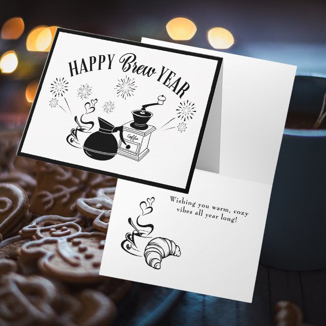 Nya år Kaffe Pun Small Note-kort Kort (Skapare uppladdad)