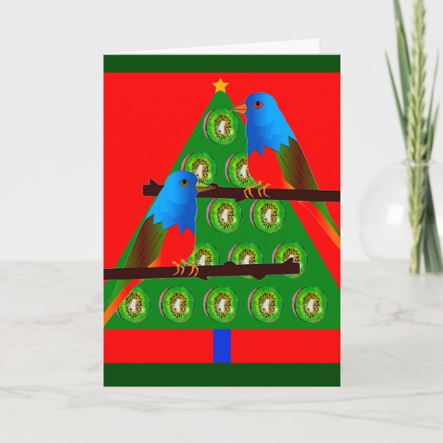 Nya år kort med målad Bunting fågelkonst (Framsida)