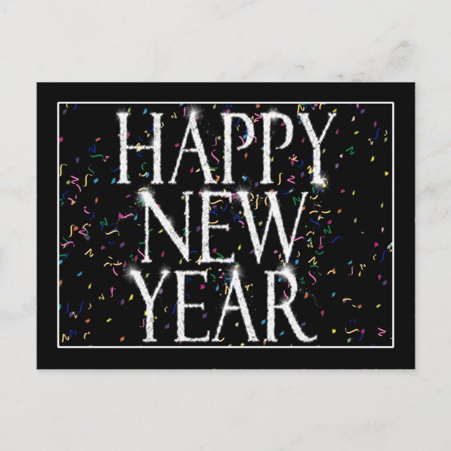 Nya år med gnistrande inslag helg vykort (Framsida)