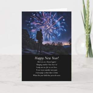 Nya år med ryggsäck och Fireworks Inspire Kort