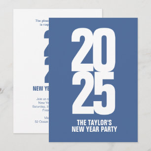 Nya år Party eller händelse Typografiskt blått Inbjudningar