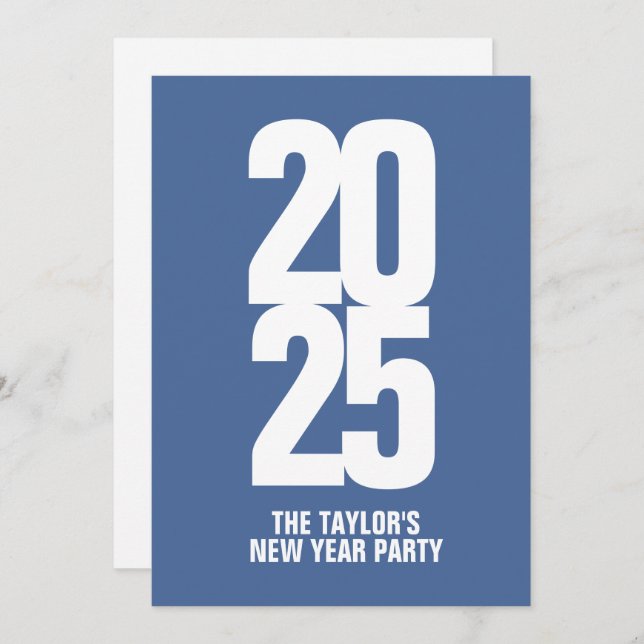Nya år Party eller händelse Typografiskt blått Inbjudningar (Fram/baksida)