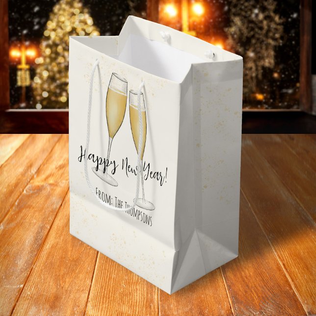 Nya år Party Whimsical Cute Roligt Champagne (Happy New Year champagne gift bag. )