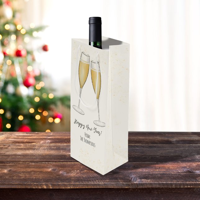 Nya år Party Whimsical Cute Roligt Champagne (New Years Eve Champagne wine gift bag.)