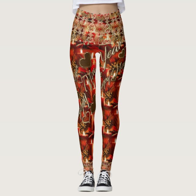 Nya år partydamasker leggings (Framsida)