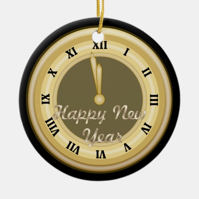 Nya år tar tid på helgdagprydnaden julgransprydnad keramik (Framsidan)