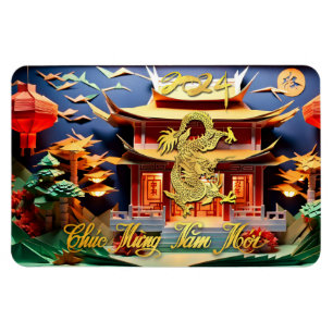 Nya året 2024 för Vietnamesisk dragon Temple FlexM Magnet
