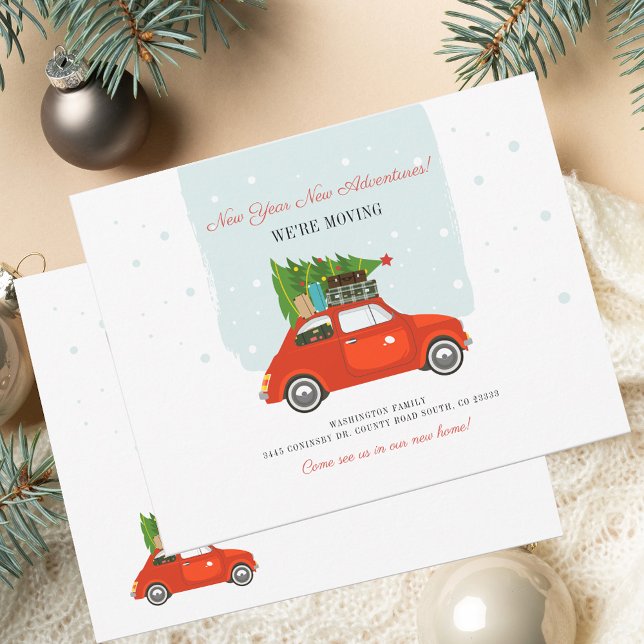 Nya året Äventyr, förändring av Adress Flytta Anteckningskort (New Year Adventures Change of Address Moving Note Card)
