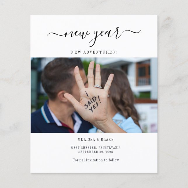 Nya året Äventyr Spara datum meddelande (Framsida)