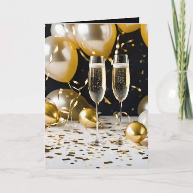 Nya året Champagne Kort (Framsida)