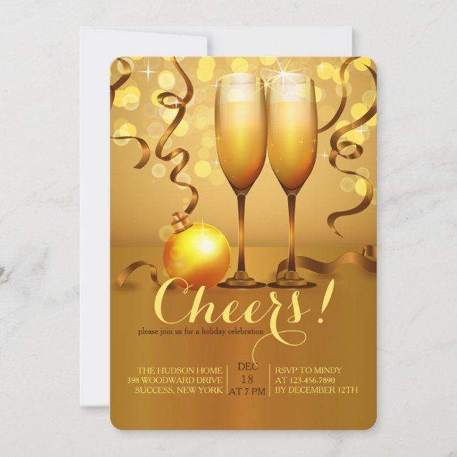 Nya året Champagne Toast-inbjudan Inbjudningar (Framsida)
