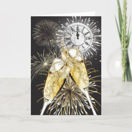 Nya året Champagne Toast och Måne Helgkort