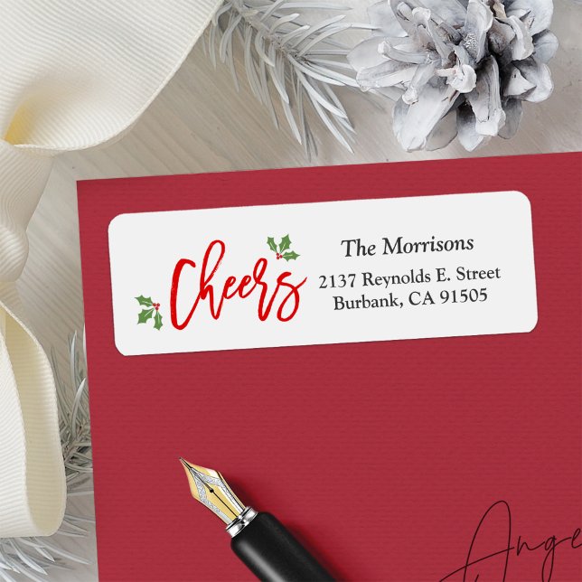 Nya året Cheers Modern Typografi Lycklig Helgdag Returadress Etikett (Skapare uppladdad)