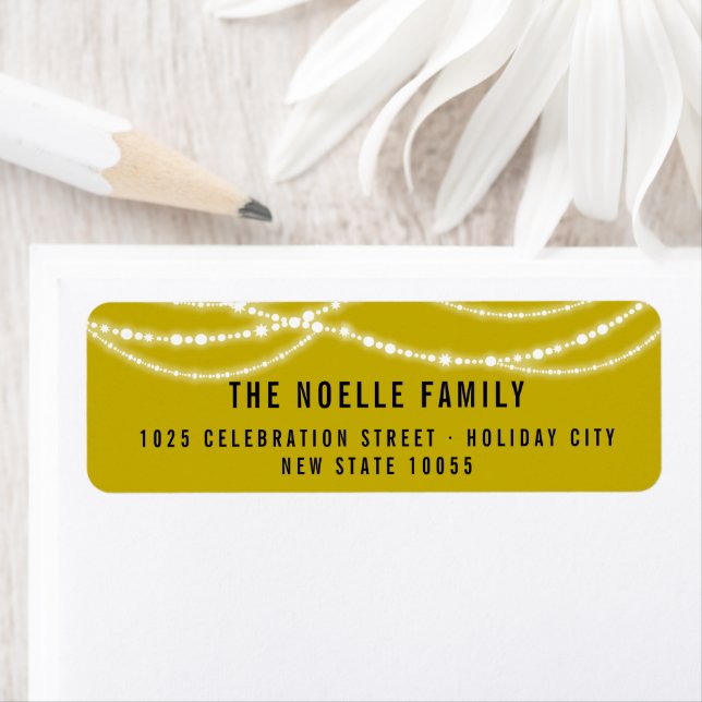 Nya året Cheers Sparkling Ljus Snyggt Adress Returadress Etikett (Insitu)