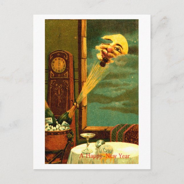 Nya året för champagne 1908 helg vykort (Framsida)