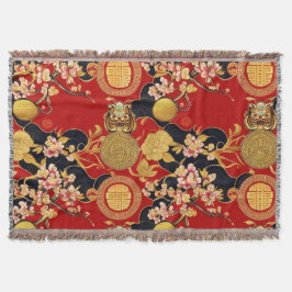 Nya året för det moderna asiatiska mönster i lyckl filt