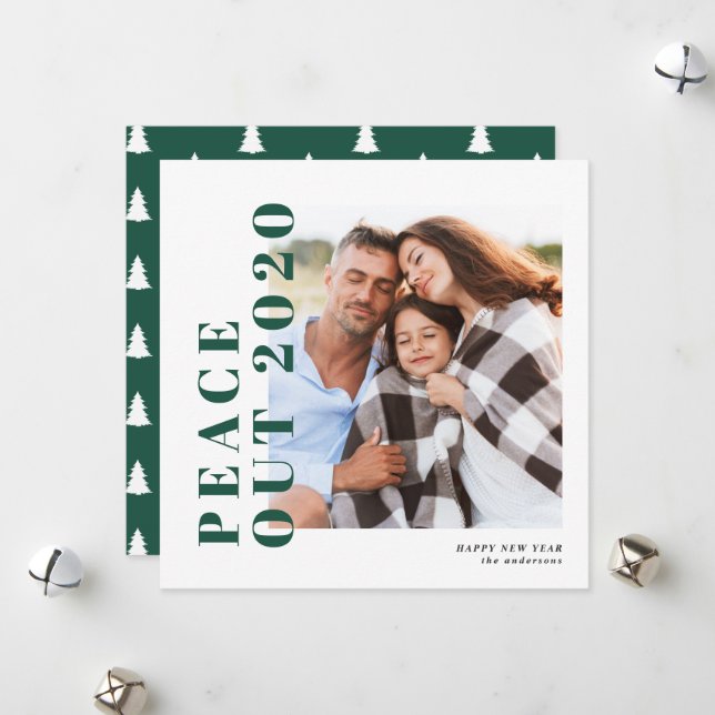 Nya året för fred i modern chic julkort (Fram/Back In Situ)
