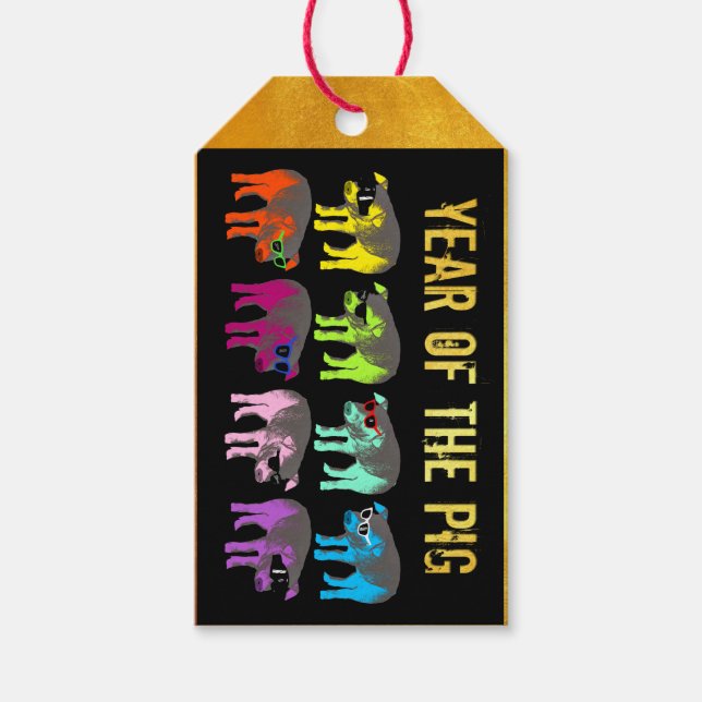 Nya året för Gris-Guld-Märkrn Presentetikett (Framsidan)