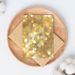 Nya året för nyåret Gnistra Guld Glitter Vykort