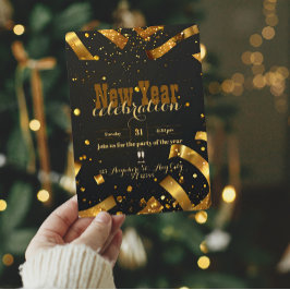 Nya året för utsugning av Golden Confetti Glitter Inbjudningar