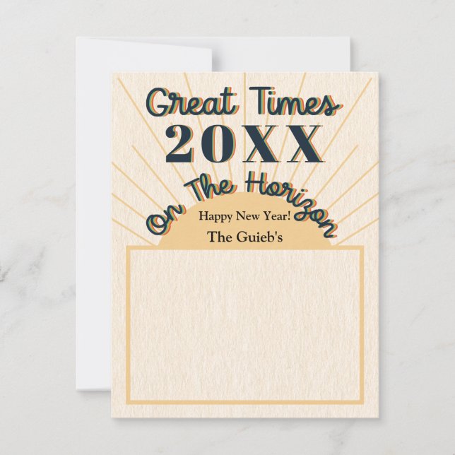 Nya året Horisont Firande Design Cream Julkort (Framsida)