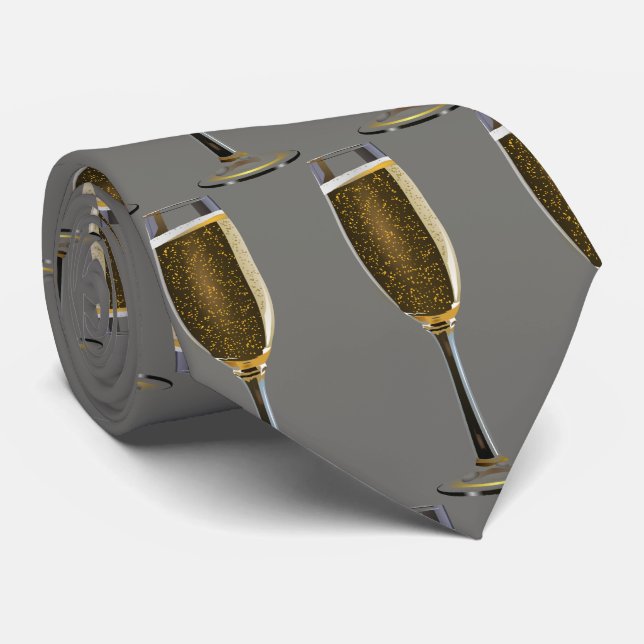 Nya året Kväll Celebrate Champagne Party Grått Slips (Rullad)