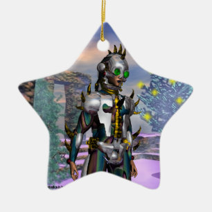 NYA ÅRET KVÄLL I EN CYBORG Blue Sapphire Star Julgransprydnad Keramik