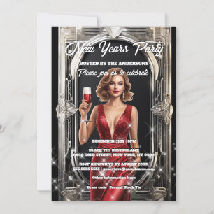 Nya året med ungrette glitz glam singel party inbjudningar