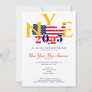Nya året Nya Amerika Patriotisk Nyårsafton Party Inbjudningar