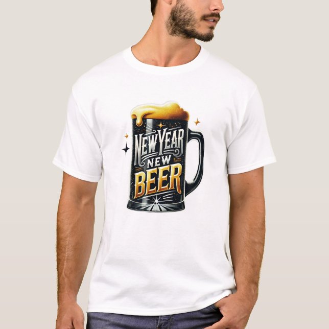 Nya året Nya Beer Funny Party T Shirt (Framsida)