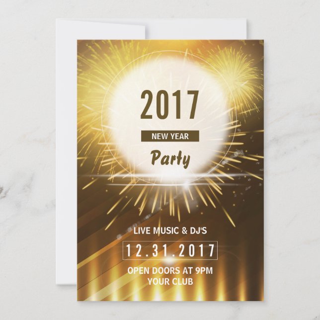 Nya året Party Flyer | 2017 NYE Kväll-kort Inbjudningar (Framsida)