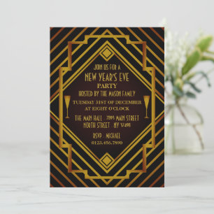 Nya året Party i Gatsby Guld 1920 Inbjudningar