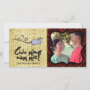 Nya året Råtta 2020-familjen Hälsning TYC2 Tack Kort