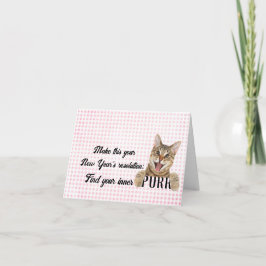 Nya året Tabby katt om Gingham Kort