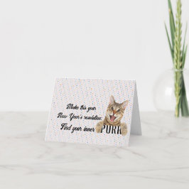 Nya året Tabby katt på Polka dots Kort