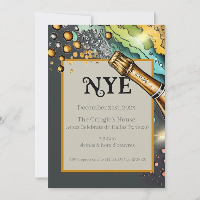 Nya årets Kväll Inbjudningar (Framsida)