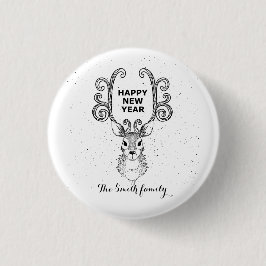Nya årets magiska svarta och vita renar knapp
