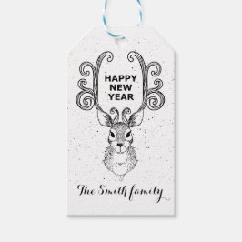 Nya årets magiska svarta och vita renar presentetikett