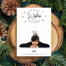 Nya årets Önskemål, Kattunge Kisses Cute Pet Photo Julkort