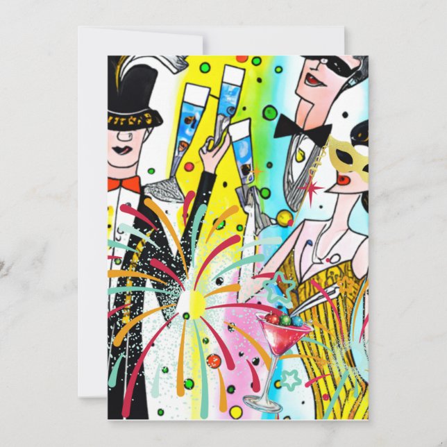 Nya årets Party Julkort (Framsida)