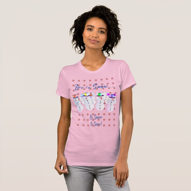 Nya årets vinterkö Roligt Snögubbe T-Shirt (Hel framsida)