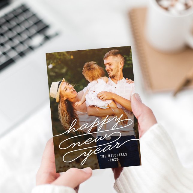 Nya årskort för Lycklig som ska skrivas FÄRG Julkort (Skapare uppladdad)