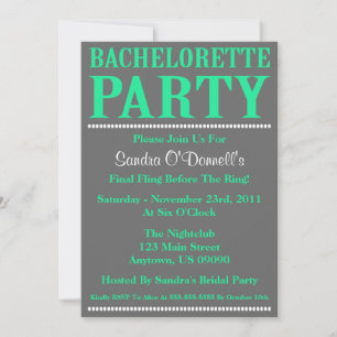 Nya Bachelorette partyinbjudan (havsgrönt/grått) Inbjudningar