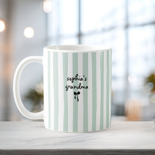 Nya barnbarns mormor anpassat namn Sage gröna ränd Kaffemugg