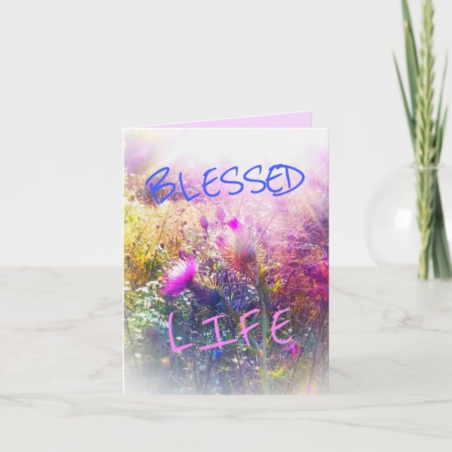 NYA BLESSET LIFE THISTLES SMALL GREETING CARD KORT (Framsida)