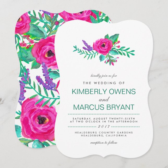 Nya Blommigtar Bröllopsinbjudan/Blommigt bakåt Inbjudningar (Fram/baksida)