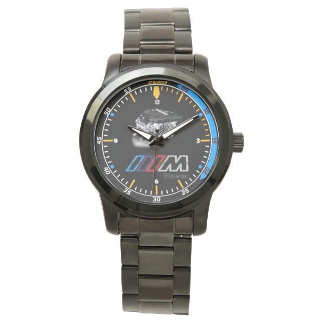 Nya BMW Mpower Engine Stainless Steel Quartz Watch Armbandsur (Framsida)