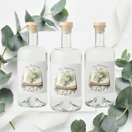 Nya början Blommigten Öppna Bok Bröllop Spritflaskor Etikett