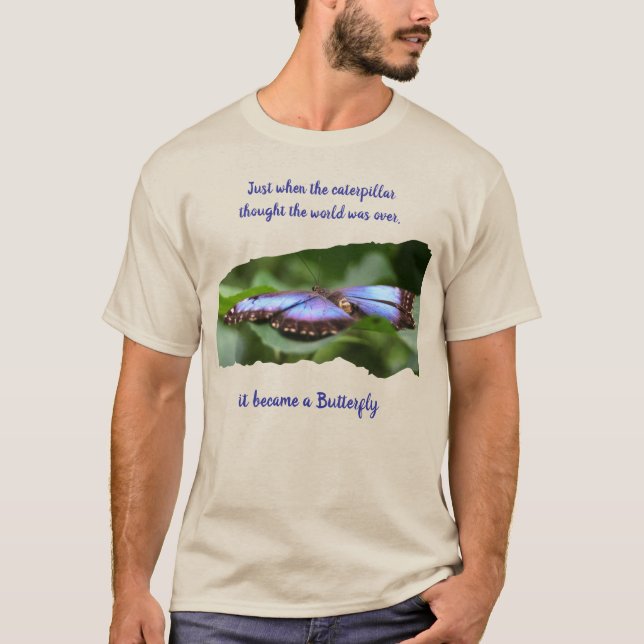 Nya Början Fjäril Inspirerande Citat T Shirt (Framsida)