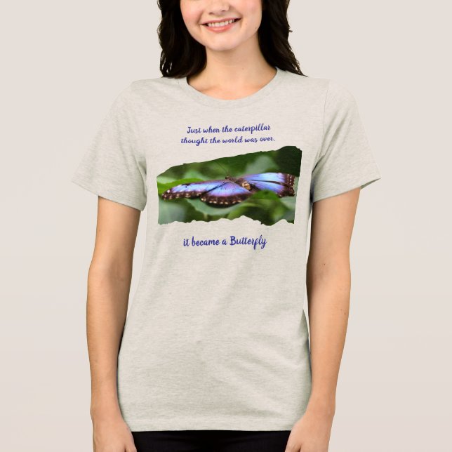 Nya Början Fjäril Inspirerande Citat T Shirt (Framsida)